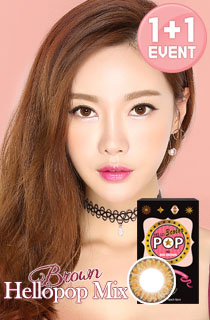 [1+1][2Weeks × 3] ハローポップミックスブラウン (Hello Pop Mix Brown) DIA 14.2mm [1箱6枚]